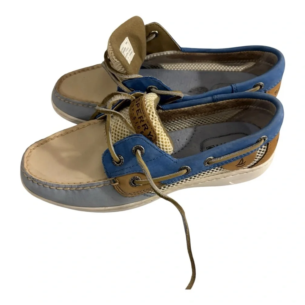 Sperry Topsider Leather Light Blue Preppy Nautical Old Money Boat Casual Shoe 6 - Picture 7 of 12